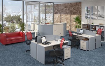 Офисный набор мебели IMAGO четыре рабочих места, стол для переговоров в Магадане - предосмотр 1